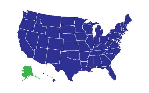 USA Map with Alaska Highlighted