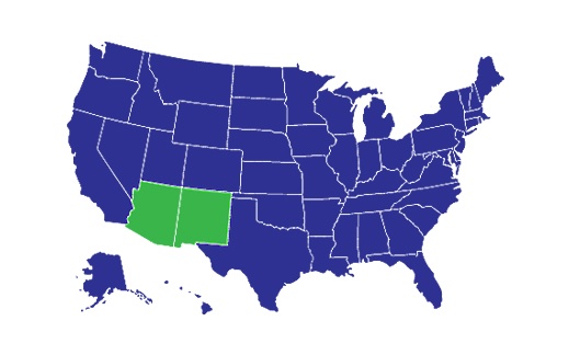 USA Map with Arizona, New-Mexico highlighted