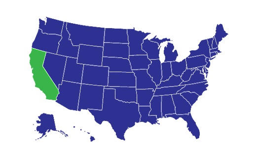 USA Map with California highlighted