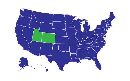 USA Map with Colorado, Utah highlighted