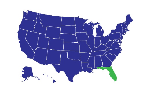 USA Map with Florida highlighted
