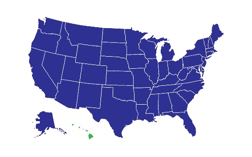 USA Map with Hawaii highlighted