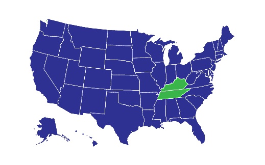 USA Map with Kentucky, Tennessee highlighted