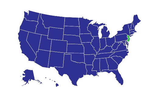 USA Map with New Jersey highlighted