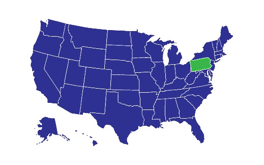 USA Map with Pennsylvania highlighted