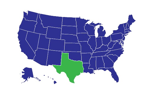 USA Map with Texas highlighted