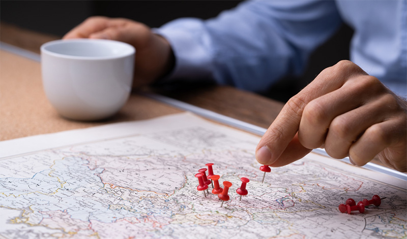 Professional pinning locations on map