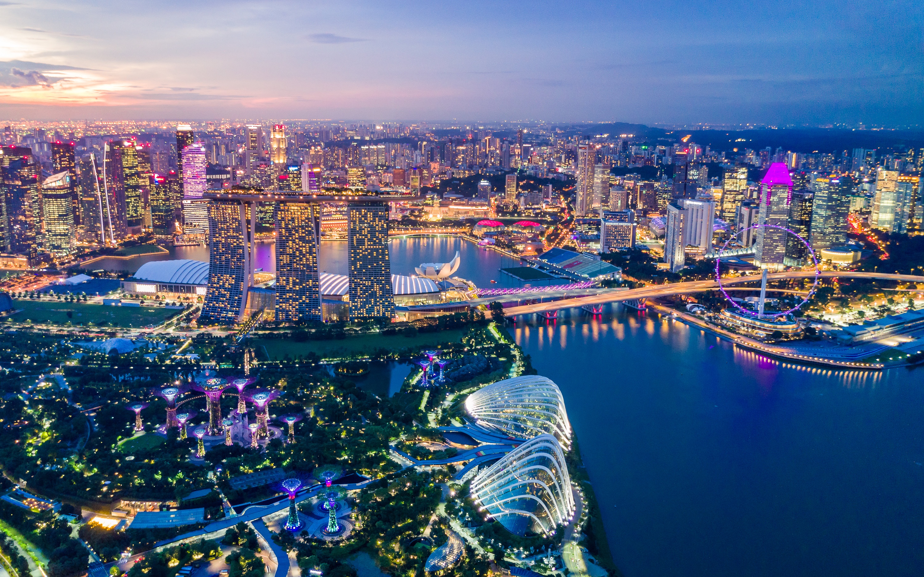 Singapore skyline at night