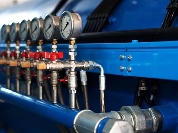 valves and gauges on machine