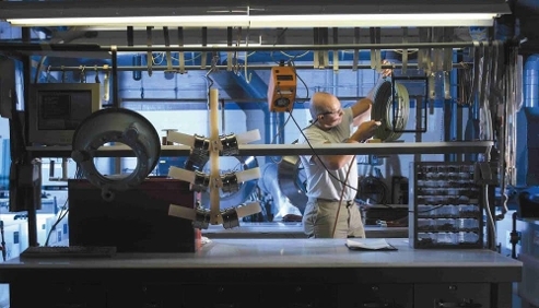 city sky view with sky scrapers and an airplane flying overhead