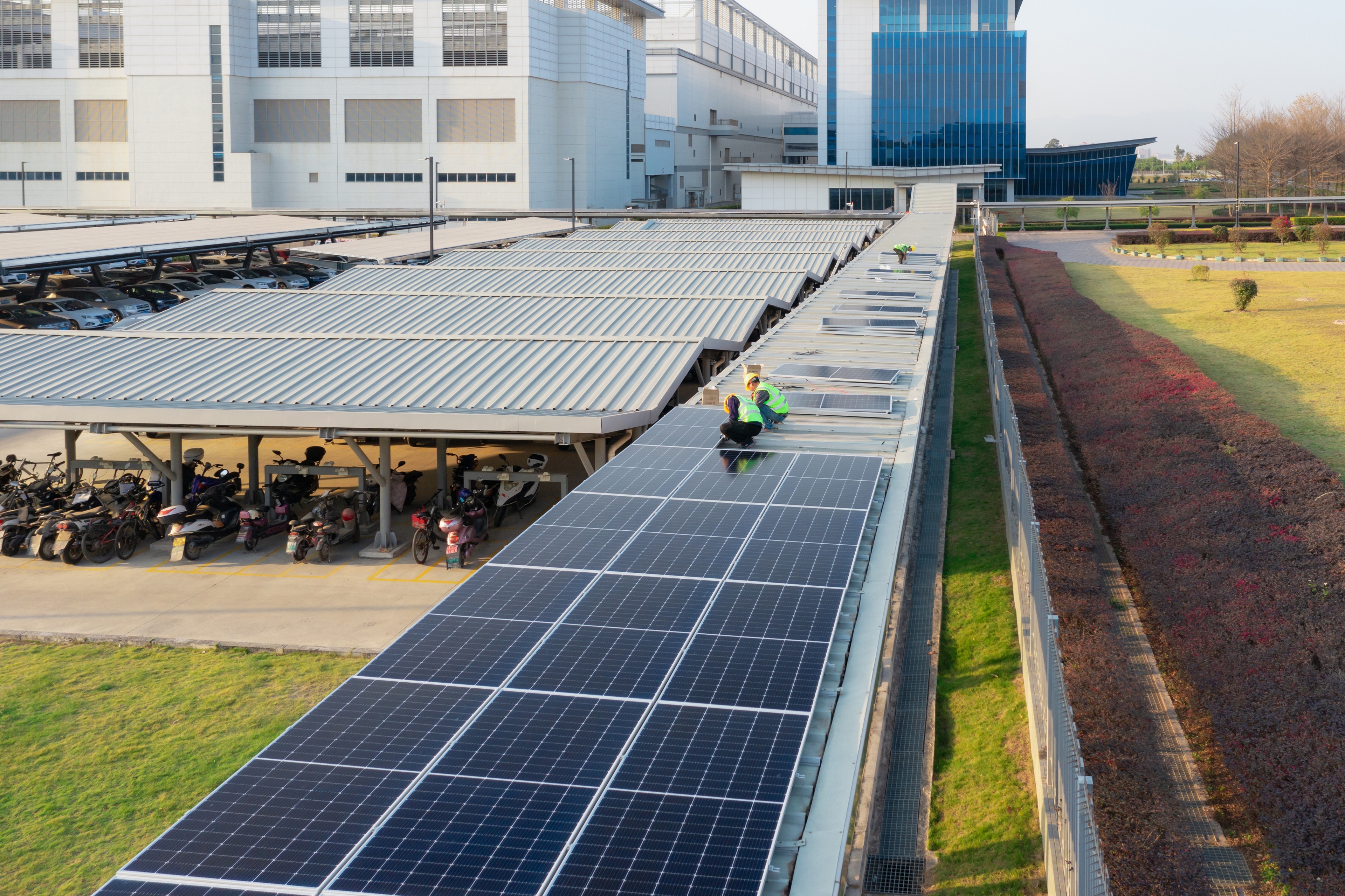 solar panels being inspected by auditors