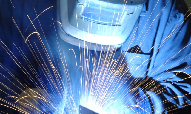 closeup of man welding
